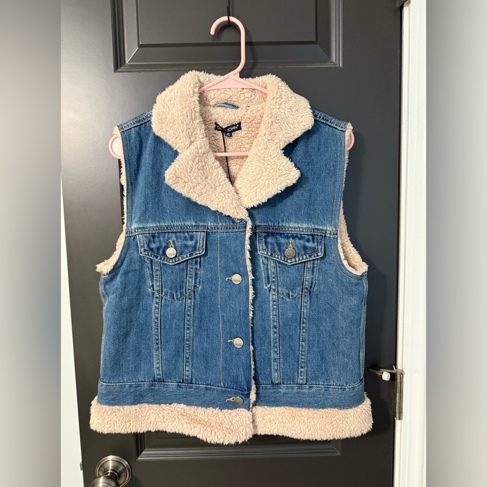 Dear John Blue Denim Sherpa Vest